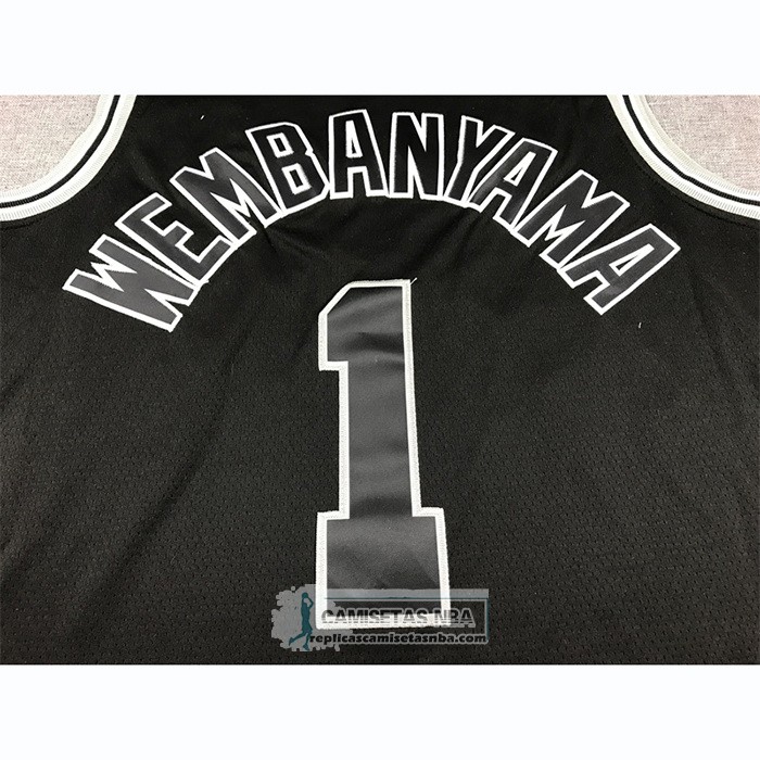 Camiseta San Antonio Spurs Victor Wembanyama NO 1 Classic 2022-23 Negro